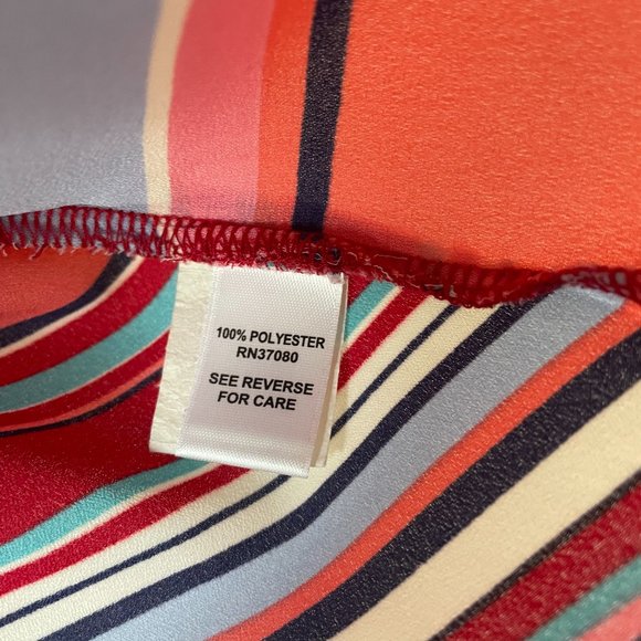 EST. 1946 Womens Multicolor Slit Sleeve Round Neck Striped Blouse Top Size XL - Picture 12 of 13